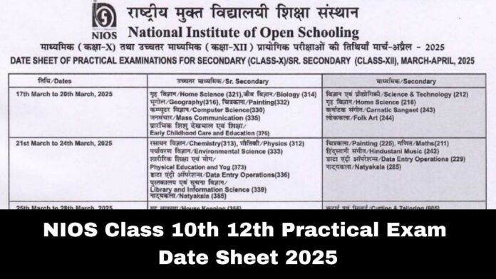 NIOS Practical Exams 2025